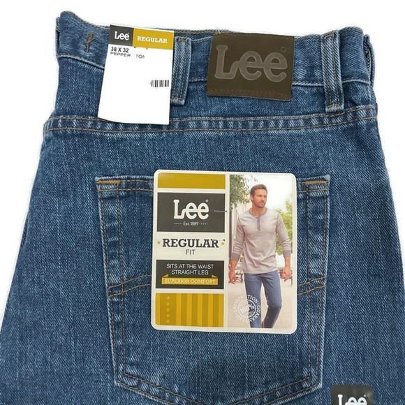$ Clearance NWT Lee 35x34 Regular Fit Men Straight Leg Casual Blue Jeans - Picture 3 of 5